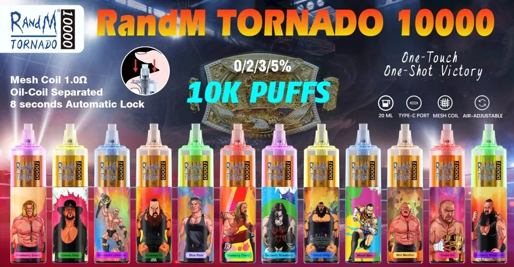 Randm Tornado 10000 Puff 0% 2% 3% 5% Nic Mesh Coil 20ml 850 mAh Rechargrble Type C 12 Flavors Air Adjust Vs R&M 10000puffs Electronic Cigare Disposable Vape