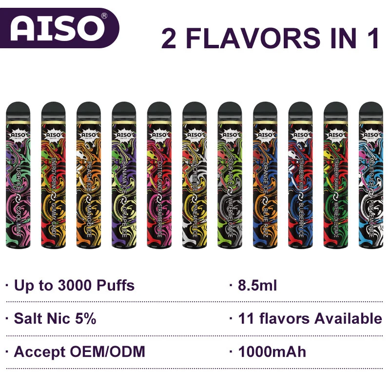 Custom Package Twist Button 3000puffs Electronic Cigarette Dual Flavors Disposable Vape Pen